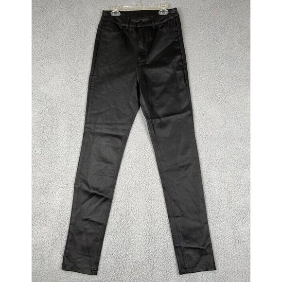 NWT MESHKI Womens Ada Coated Skinny Faux LeatherJeans Black Size Medium Romantic - Picture 1 of 12